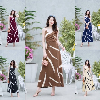 hbstation.shop เสื้อผ้าแฟชั่น Maxi Dress สีแดง ดำ กรม น้ำตาล ครีม พร้อมส่ง