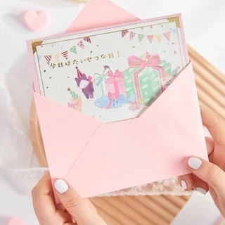 •พร้อมส่ง• การ์ดวันเกิด POP UP น้องแมว ญี่ปุ่น 🇯🇵 ฟร้อนท์ปั๊มเมทัลลิคสีทอง เรียบๆ การ์ดอวยพร
