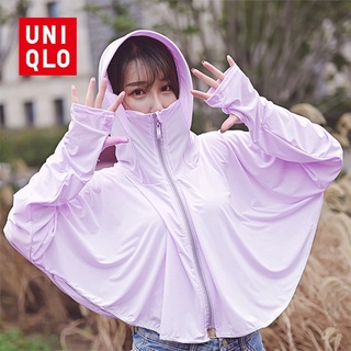 Uniqlo เสื้อแจ็กเก็ตกันแดด มีฮู้ด ระบายอากาศ แห้งเร็ว ป้องกันรังสียูวี สําหรับกลางแจ้ง