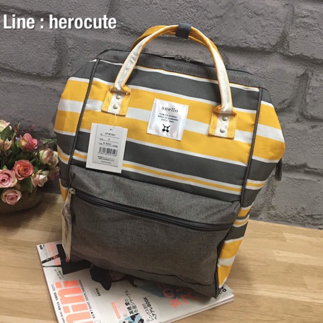 Anello backpack stripe pattern multi border 2017 ส่งฟรีEMS