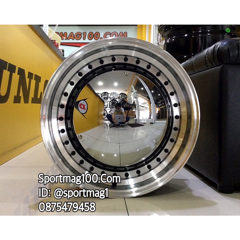 ล้อแม็กซ์ RET Rew024  สีขอบเงาหมุดดำ 7-16นิ้ว 4รู100/114 ET30 [19003]