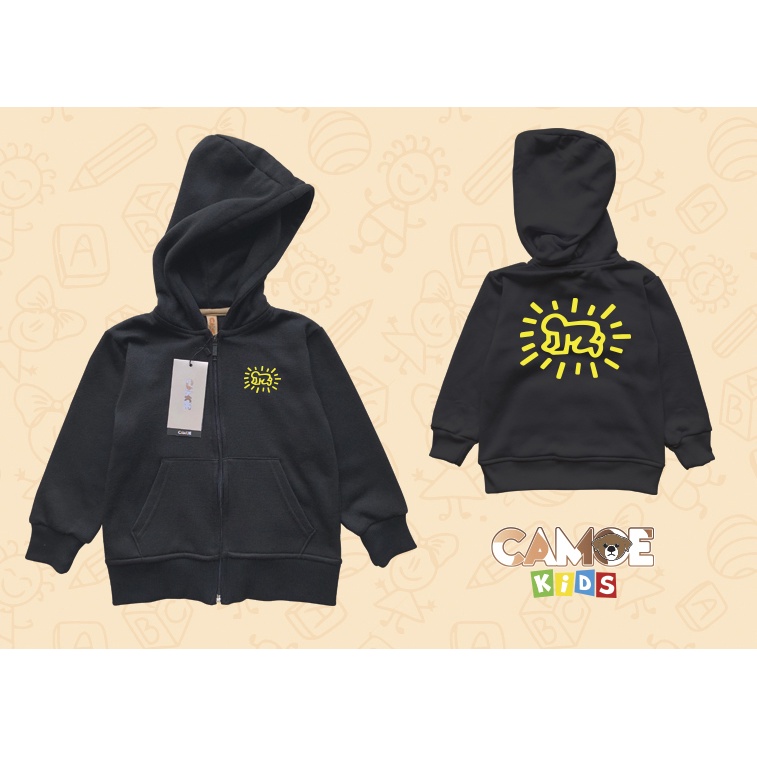 Kids Keith Haring UT เสื้อแจ็คเก็ตมีฮู้ดมีซิป