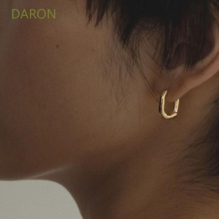 Daron เครื่องประดับต่างหูห่วงวงกลมชุบเงินสไตล์วินเทจเรียบง่ายสําหรับผู้ชายผู้หญิง