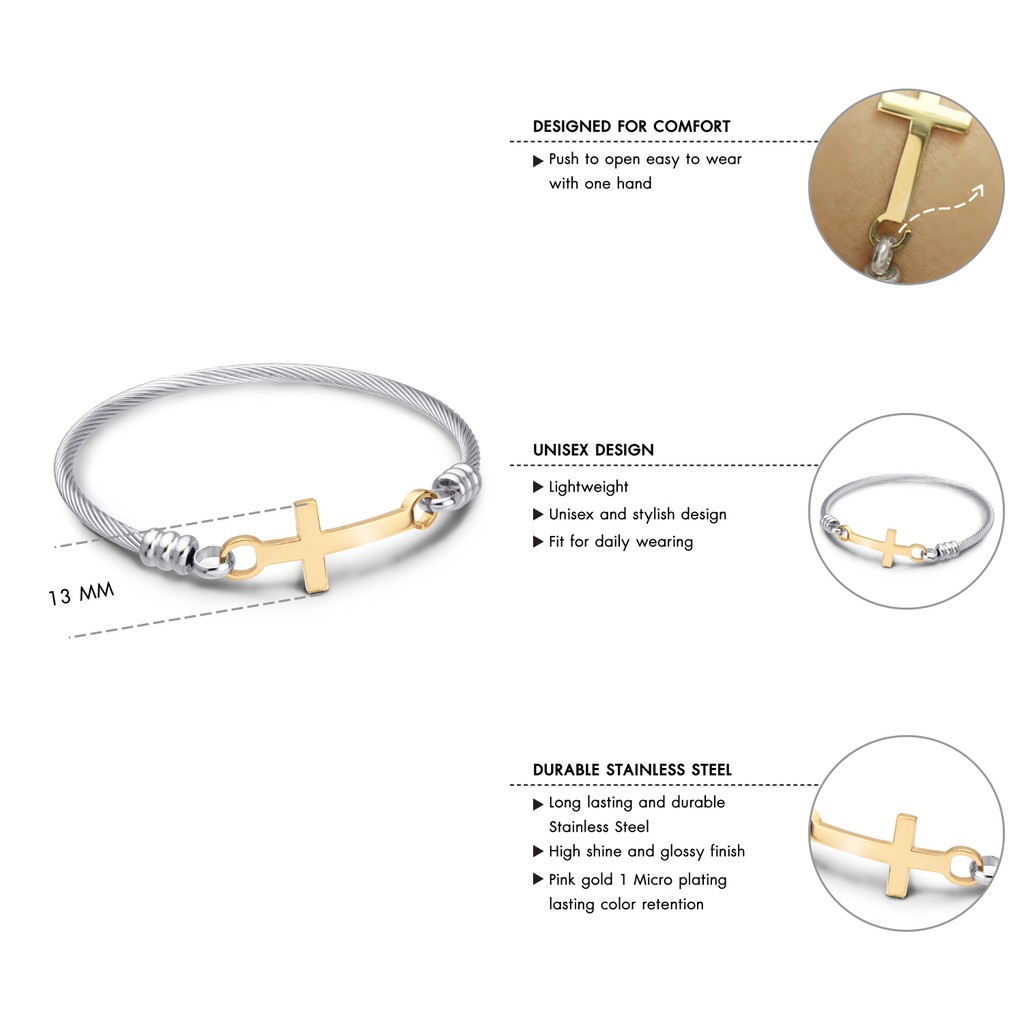 555jewelry กำไลข้อมือสแตนเลส รูปไม้กางเขน ดีไซน์ Unisex รุ่น MNC-BG259 - กำไลข้อมือผู้หญิง กำไลข้อมือผู้ชาย(BG13)