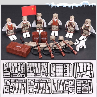 WWII Soviet Russian Soldiers Mini Figures Military Ski Russia WW2 Set Fit Lego