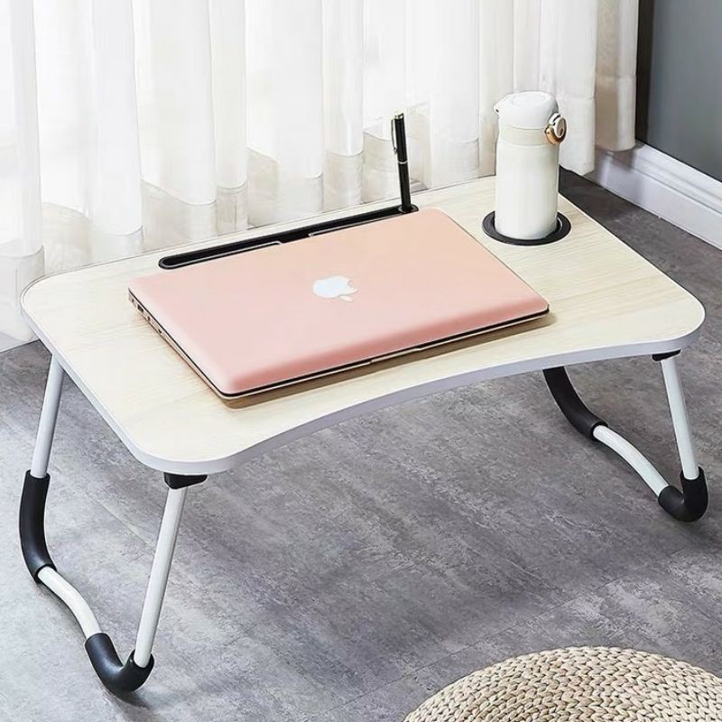 โต๊ะพับอเนกประสงค์ โต๊ะคอมพับได้ ดีไซน์ Ergonomic | โต๊ะทำงาน มีช่องวางแก้ว/มือถือ พกพาสะดวก พับเก็บง่าย  (5สี พร้อมส่ง) - รูปที่ 4