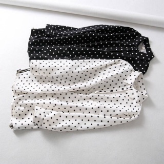 เสื้อคอปกลายจุด(polka dot)แขนยาว