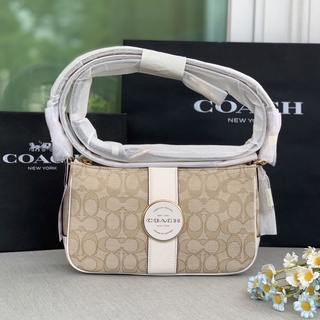 👑ผ่อน0%~แท้100%👑 กระเป๋าสะพาย Coach Lonnie Baguette In Signature Jacquard