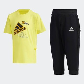 Adidas Set เสื้อ + กางเกง สามส่วน สีเหลือง ของใหม่ ป้ายห้อย