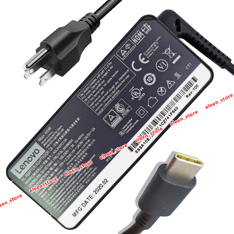 Caricabatterie universale per Laptop 65W USB-C per Lenovo Thinkpad/Yoga,HP,Dell,Asus,Samsung,Acer, cavo adattatore di alimentazione di tipo C serie Google  7