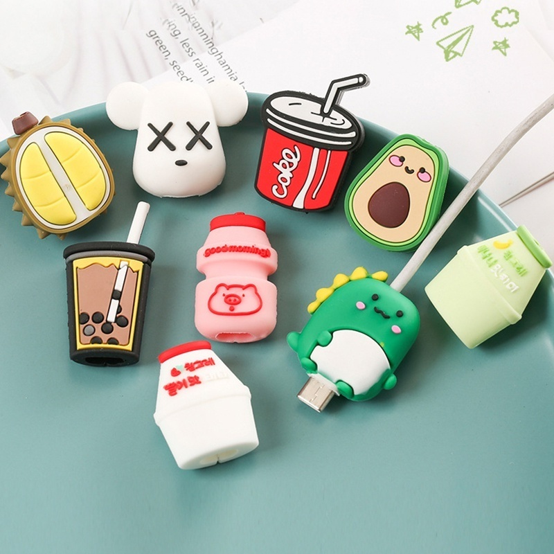 ตัวป้องกันสายเคเบิล ซิลิโคน ลายการ์ตูนน่ารัก / ตัวป้องกันสายชาร์จ USB ป้องกันการแตกหัก / เคสสายข้อมูล