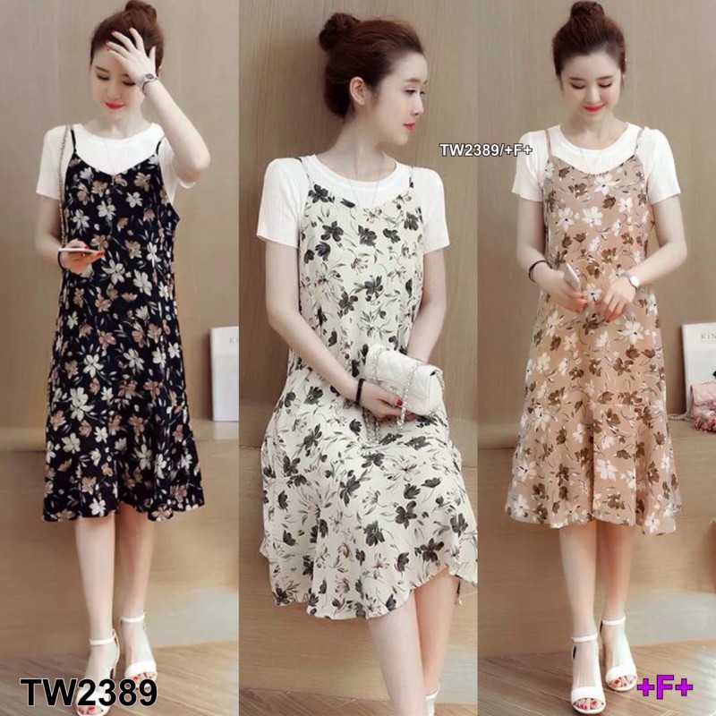 เซทเสื้อยืด แขนสั้นกับเอี๊ยมสายเดี่ยวลายดอกไม้ ขายส่ง ชุด ราคา ถูก jumpsuit703