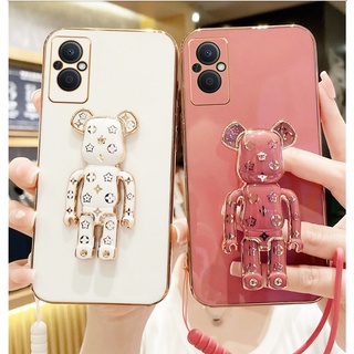 เคสโทรศัพท์มือถือ กันกระแทก ลายหมีน่ารัก พร้อมที่ตั้งวาง แฟชั่น สําหรับ OPPO Reno8 T Reno7 Z Reno6 Z Reno5 F Reno4 Z Reno 2F Reno 2Z Reno2