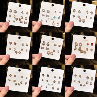 พร้อมส่ง ชุดต่างหู สไตล์เกาหลี สําหรับผู้หญิง 6 คู่