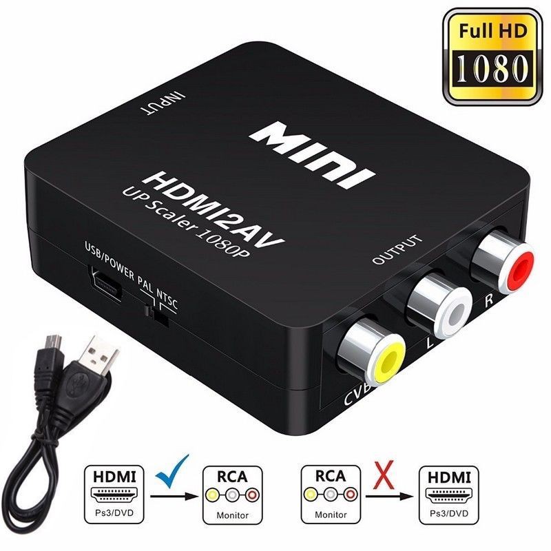 ตัวแปลง HDMI to AV Converter สัญญาณภาพและเสียงจาก HDMI เป็น AV (1080P