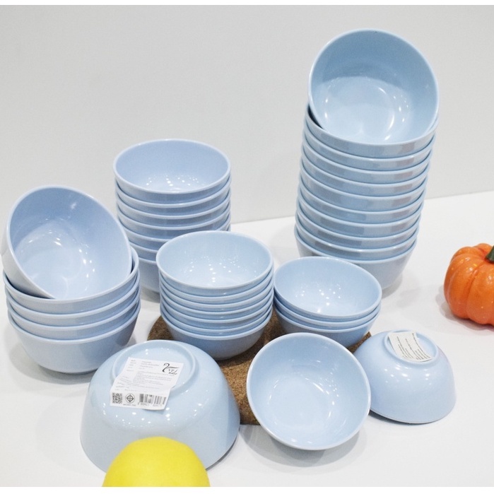 ถ้วยข้าว ถ้วยน้ำจิ้ม ถ้วยแบ่ง ถ้วยน้ำซุป สีฟ้า/สีชมพู  (แพ็ค12ใบ)