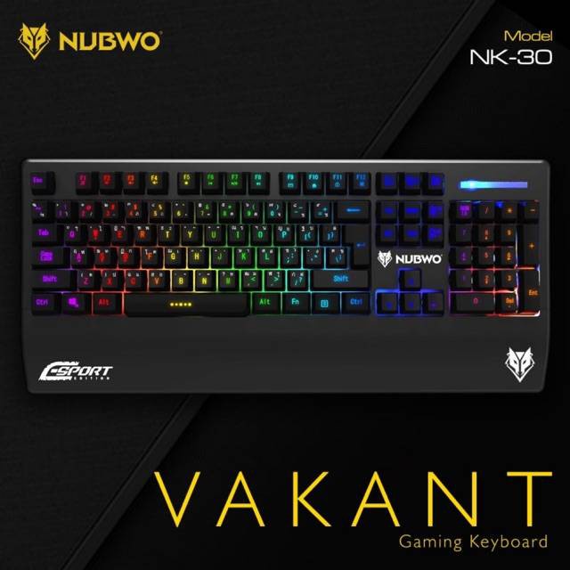 NK-30 GAMING KEYBORD เกมส์มิ่งคีย์บอร์ด Rubber dome switch NUBWO Vakant NK-30