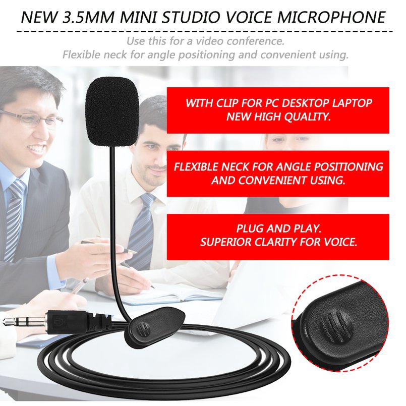🔥🔥FLGN🔥🔥Hot ร้องเพลง อัดเสียง ไมค์โทรศัพท์ แจ็ค 3.5mm Mini Studio Speech Mic Microphone Clip for PC Desktop Notebook not phone