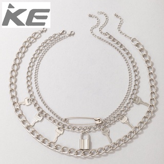 New creative multi-chain necklace female temperament key lock pin sweater chain for girls for