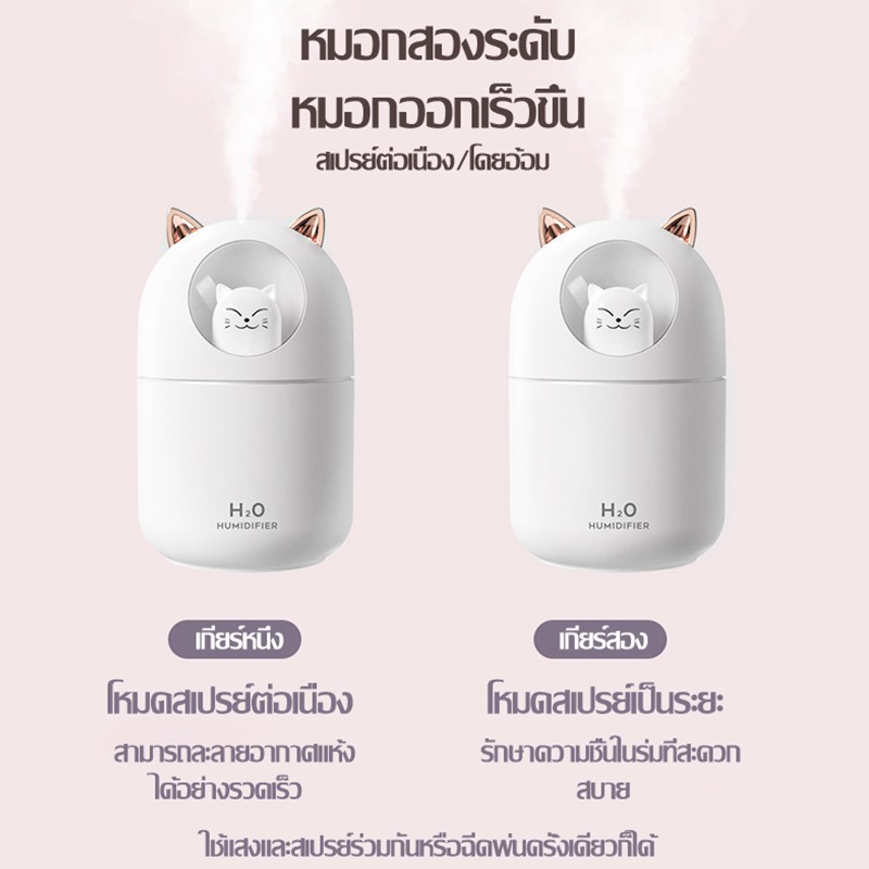 WJ( สินค้าใหม่ปี 2023) เครื่องทำความชื้น 300ml และพ่นอโรม่าเพิ่มความชื้น