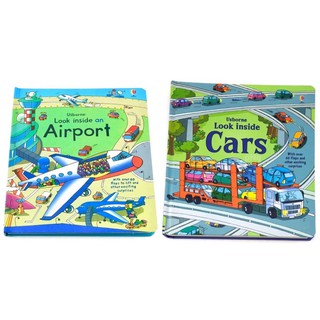 หนังสือบอร์ดบุ้คสำหรับเด็ก Usborne Look Inside an Airport / Look Inside Cars