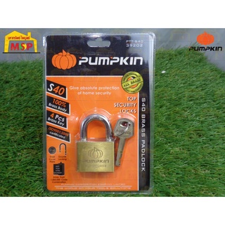 Pumpkin กุญแจแขวน ทองเหลือง รุ่นเหลี่ยม คอสั้น 40mm PTT-S40 #39202