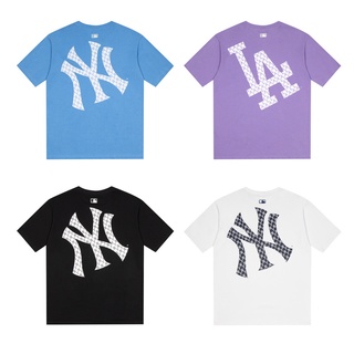 ❤❀ [พร้อมส่ง] ❤ เสื้อยืดแขนสั้น ผ้าฝ้ายแท้ ปักลาย MLB NY คุณภาพสูง แฟชั่นคู่รัก สําหรับผู้ชาย และผู้หญิง S-5XL