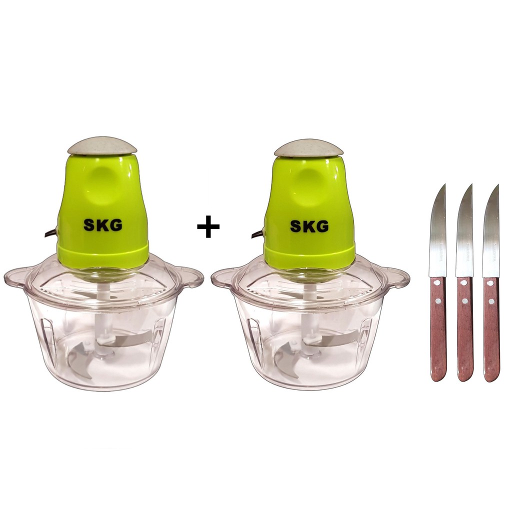 SKG เครื่องบด-สับไฟฟ้า ใบมีด4ใบ รุ่นใหม่ รุ่น SK-6618 ซื้อ 1 แถม 4 (ฟรีเครื่องบดและมีด 3 เล่ม) สีเขี