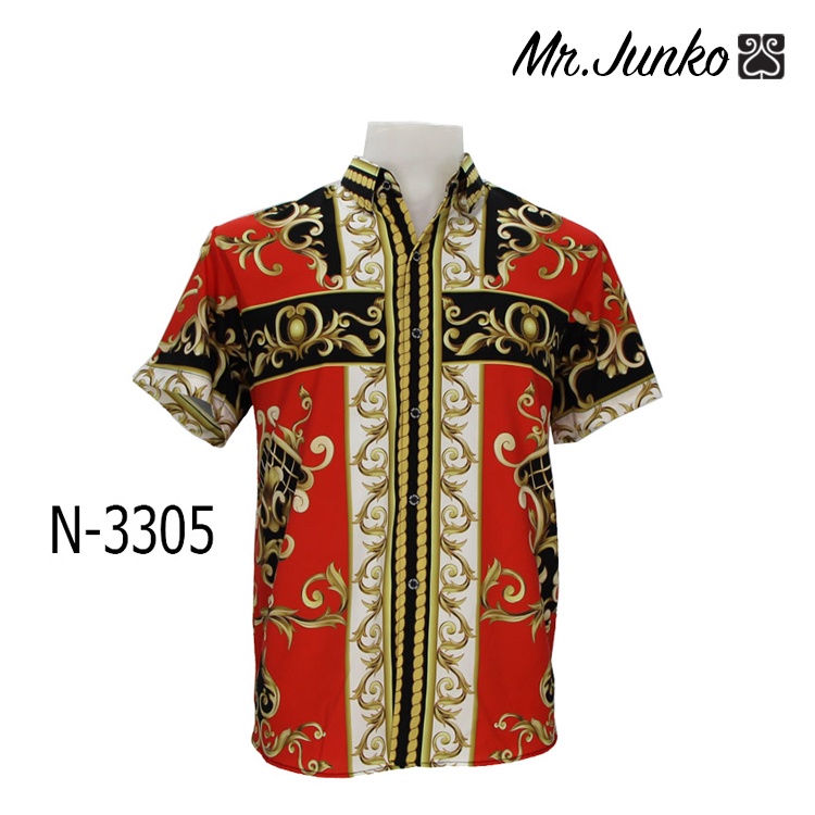 ส่งฟรี เสื้อเชิ้ตอาเสี่ย งานต่อลาย Mr-Junko ผ้าซาติน นิ่มใส่สบายไม่ร้อน N-3305