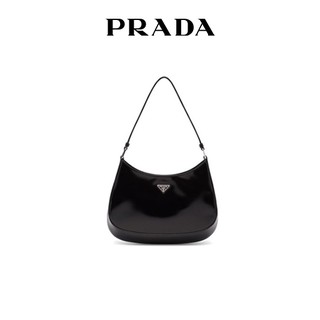 กระเป๋าแบบหนีบแขน Prada สีดำ Cleo Inverted Triangle Logo Hand กระเป๋าสะพายไหล่ สำหรับคุณผู้หญิง ทรงสวย หรูหรา ดูแพ