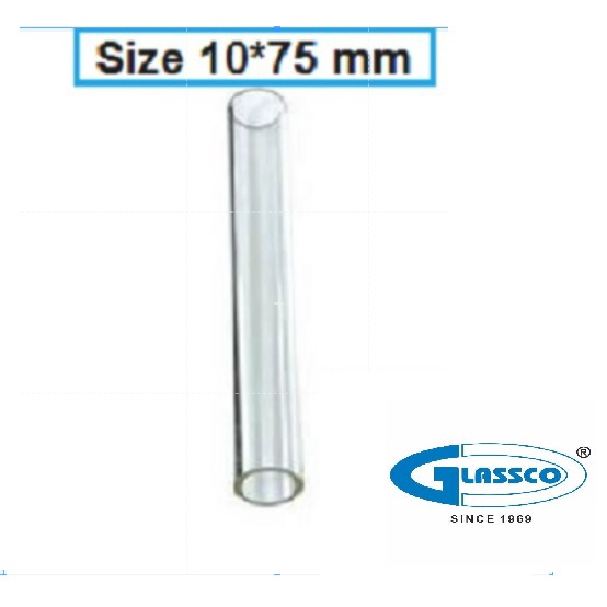 หลอดแก้วทดลอง หลอดแก้ว (ตัดท้าย) (10*75mm) (Glassco)