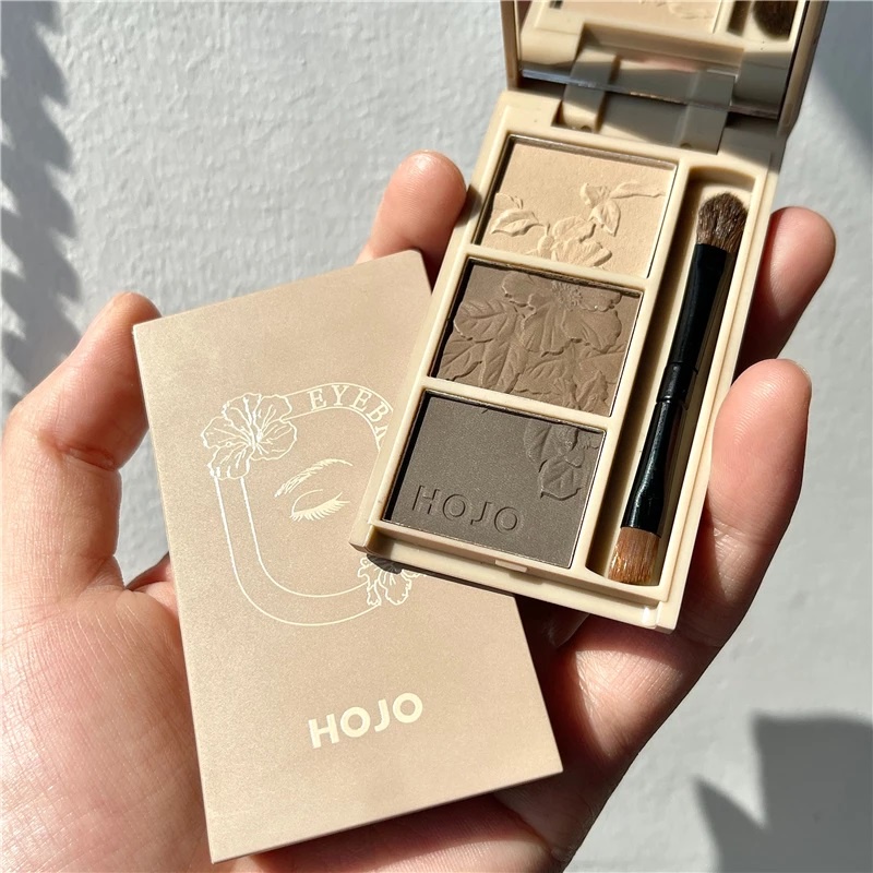 No.8113 (ใหม่/แท้) HOJO EYE BROW POWDER ตลับเขียนคิ้ว 3in1 คิ้วฝุ่นอัดแข็ง 3 มิติ แถมแปรงปัดคิ้ว สไต
