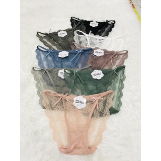 D-MIIE กางเกงในลูกไม้(#2825) รุ่นปักลายดอกไม้ เปิดข้าง ขอบ1สาย