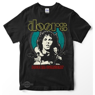 เสื้อยืด พิมพ์ลาย the doors LIVE IN CONCERT สไตล์วินเทจ สีดํา สําหรับผู้หญิง