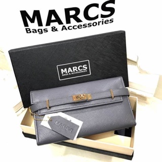 Best Gift Ideas! พร้อมส่งความสวย! MARCS PADLOCK LONG WALLET กระเป๋าสตางค์ใบยาววัสดุหนัง Saffiano