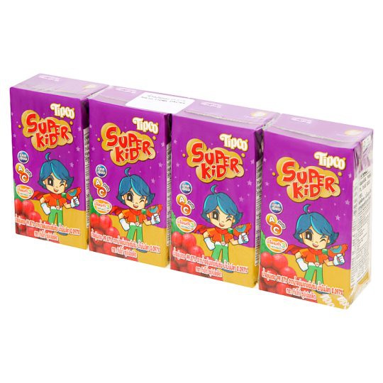 ถูกที่สุด✅  ทิปโก้ ซุปเปอร์คิด น้ำองุ่นแดง 99.87% จากน้ำองุ่นแดงเข้มข้น 110มล. x 4 กล่อง Tipco Super