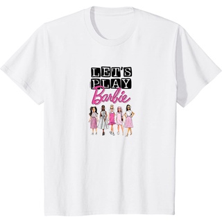 เสื้อยืดผ้าฝ้ายพรีเมี่ยม เสื้อยืด พิมพ์ลาย barbie Lets play barbie สําหรับตุ๊กตาบาร์บี้