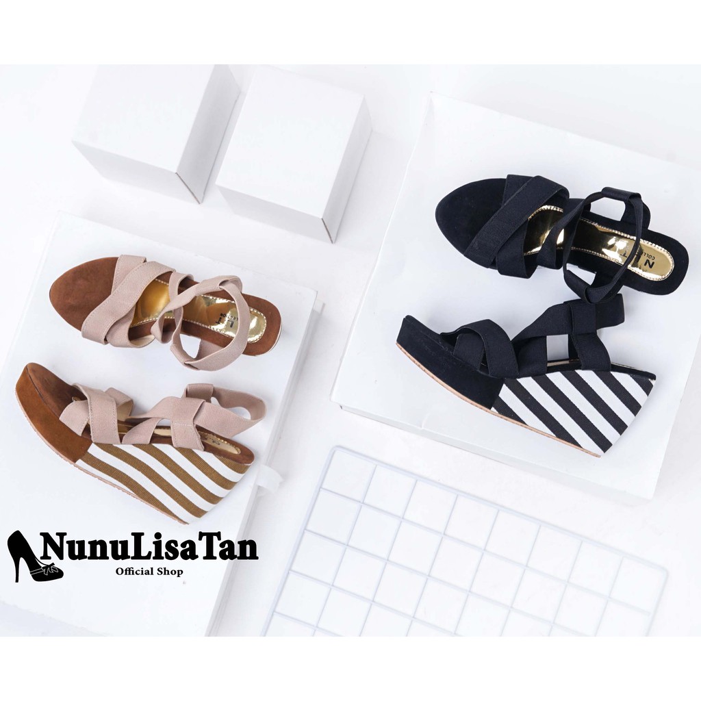 NunuLisaTan - 2 สีผู้หญิง Casual Wedge Heels Blaster Party รองเท้า