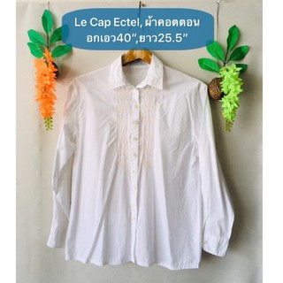 เสื้อขาว Le Cap Estel ผ้าคอตตอนปักลายสวย มือสองญี่ปุ่น สวยใหม่มาก รายละเอียดและขนาดดูในรูปค่ะ