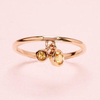 Grace Fine Jewelry แหวนทองแท้ โรสโกลด์ 9K Yellow Sapphire Ring