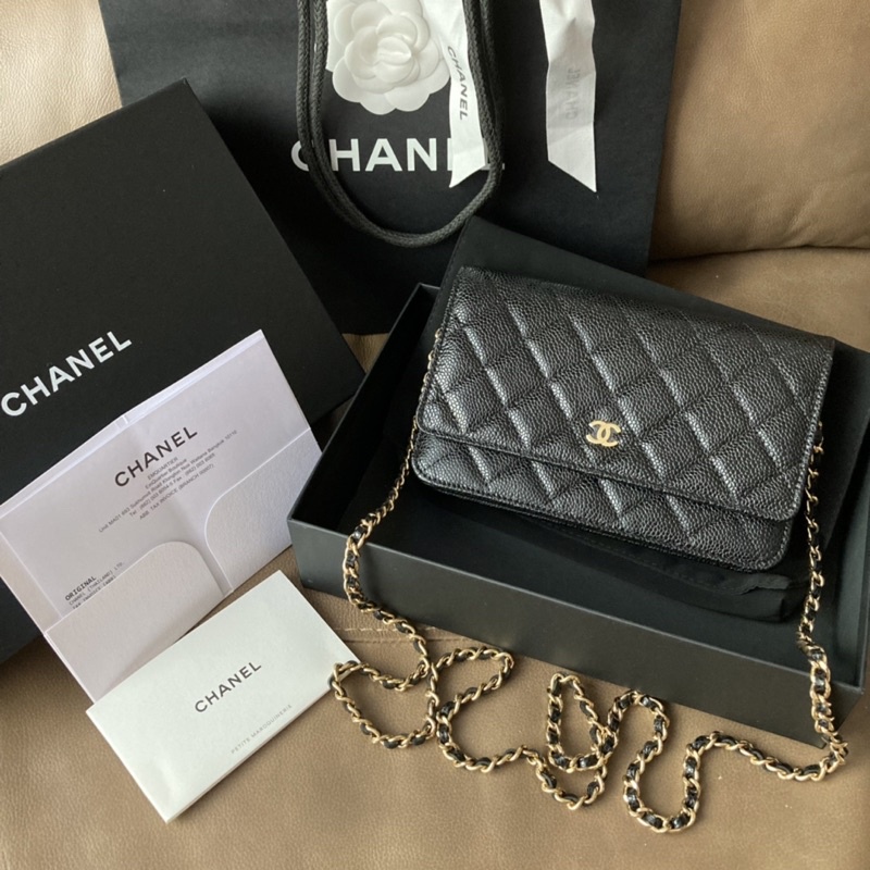 New! Chanel Classic Caviar Woc GHW Metal Plate