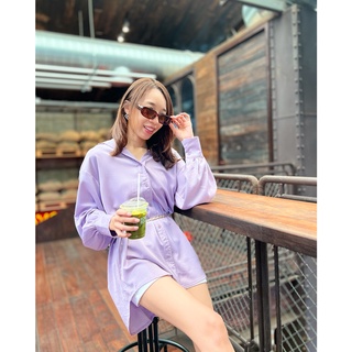 Ladyiconz - Purple minidress มินิเดรสแขนยาว พร้อมเข็มขัดโซ่