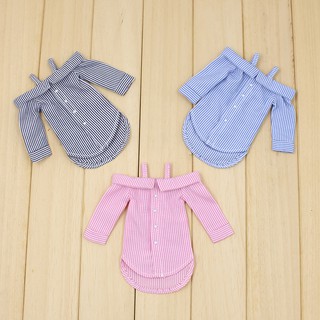 blythe doll clothes ชุดเสื้อผ้าตุ๊กตาบลายธ์ T shirt blue, pink and gray