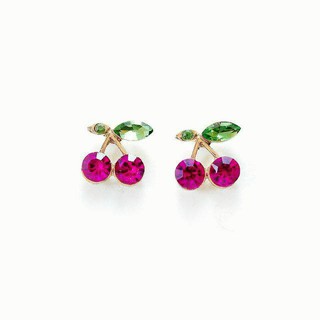 ต่างหูก้านเงิน 925 silver pink cherry earring