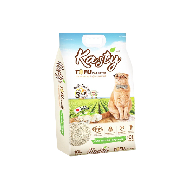 พร้อมส่ง Kasty ทรายแมวเต้าหู้ธรรมชาติ ขนาด10L ปราศจากฝุ่น ดับกลิ่นดีเยี่ยม จับตัวเร็ว ทิ้งชักโครกได้
