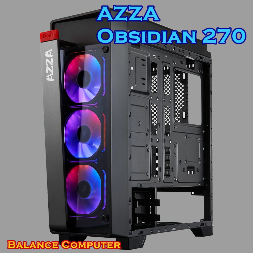 AZZA Mid Tower Tempered Glass RGB Gaming Case Obsidian 270 - Black