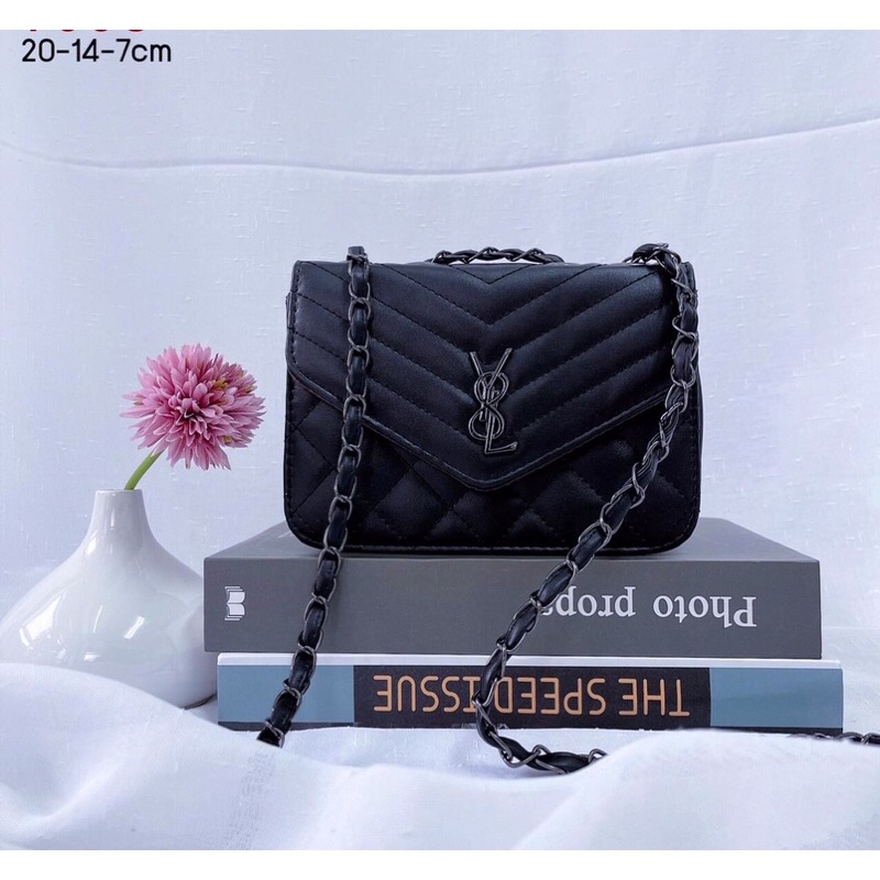 กระเป๋าสะพายข้างYSL (ยิปแซง)สีดำงานตามหา มือ1 👜🕶