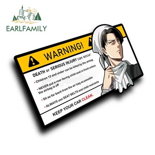 Earlfamily สติกเกอร์ไวนิล ลายการ์ตูนอนิเมะ Levi Ackerman JDM สําหรับติดตกแต่งหน้าต่างรถยนต์ 15 ซม. x 8.4 ซม.