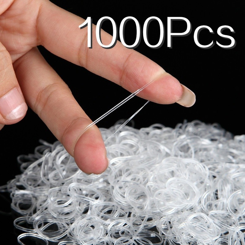 1000 ชิ้นโปร่งใสยาง Hairband เชือกซิลิโคนผู้ถือผมหางม้ายืดหยุ่นผมผู้ถือแหวนสาวอุปกรณ์เสริมผม