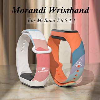 สายนาฬิกาข้อมือซิลิโคน แบบเปลี่ยน สําหรับ Xiaomi Mi Band 7 6 5 4 3 Morandi